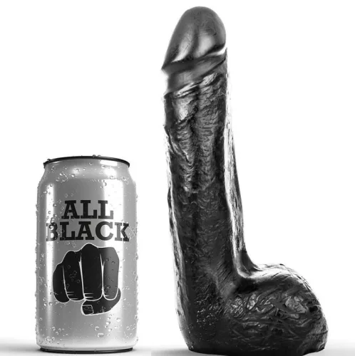 ALL BLACK – puha fekete realisztikus dildó 20 cm