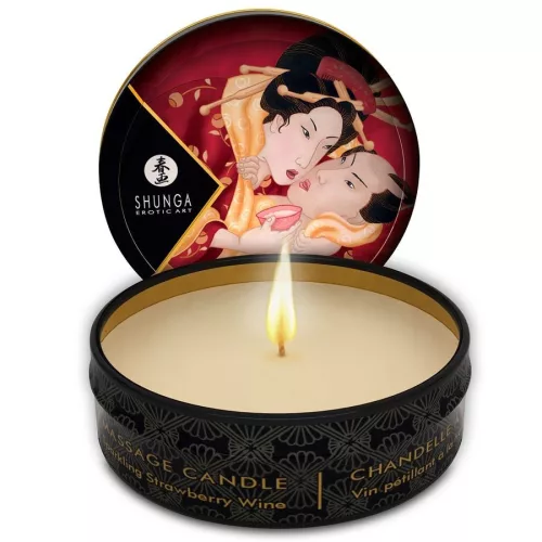 SHUNGA Mini Caress – eper és cava masszázsgyertya 30 ml