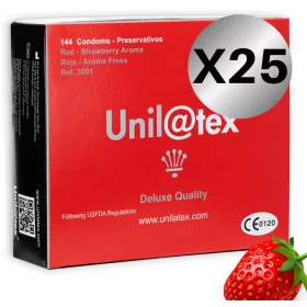 Unilatex Strawberry eperízű óvszer - 25x144 db