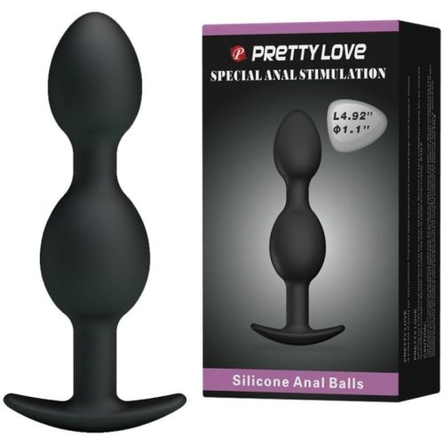PRETTY LOVE – szilikon análgolyók 12,5 cm – fekete