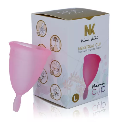 Nina Kikí - prémium menstruációs bögre, L-es méret, rózsaszín