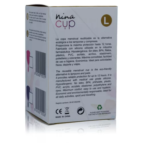 Nina Kikí - prémium menstruációs bögre, L-es méret, rózsaszín