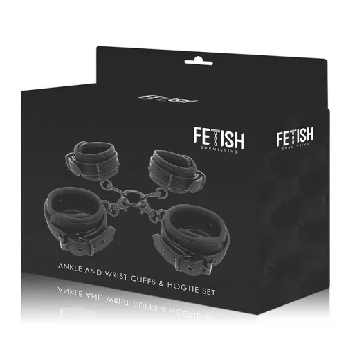 FETISH SUBMISSIVE – bőrkezes kézi-és bokakötöző szett