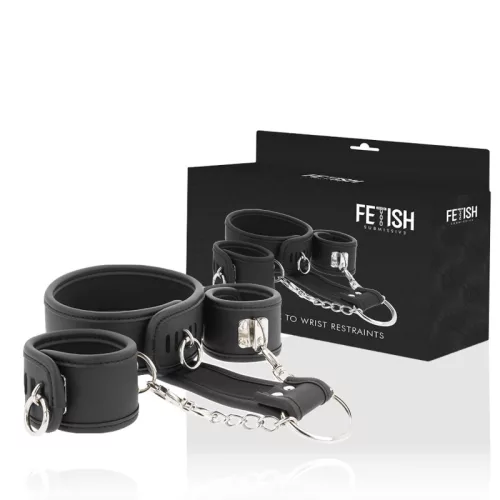 FETISH SUBMISSIVE - prémium vegán bőr nyakék és bilincs