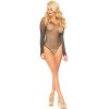 LEG AVENUE - érzéki hosszú ujjú bodysuit fekete színben