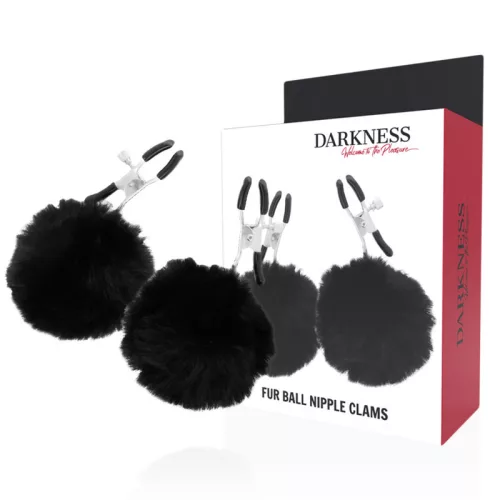 DARKNESS – érzéki mellbimbócsipesz pom-pomokkal