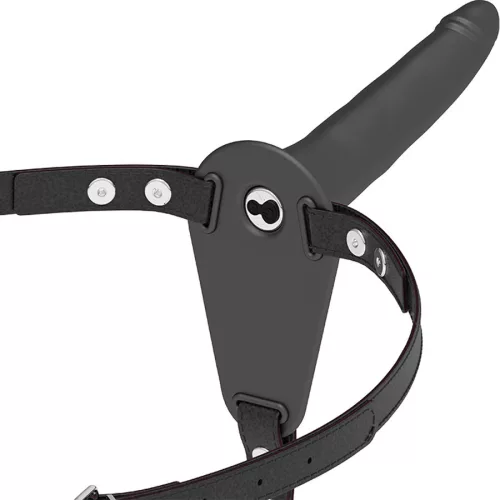 Fetish – fekete szilikon vibrátor prémium hám 15 cm