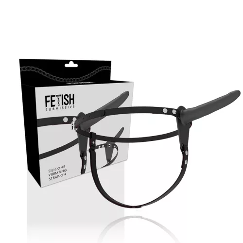 Fetish – fekete szilikon vibrátor prémium hám 15 cm