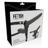 Fetish – dupla behatolású fekete vibrátor harnesszel