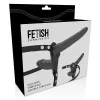 Fetish – dupla behatolású fekete vibrátor harnesszel