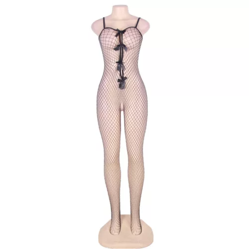 QUEEN fehérnemű – masnival díszített bodystocking S-L