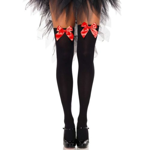 LEG AVENUE – fekete harisnyatartós combharisnya piros masnival