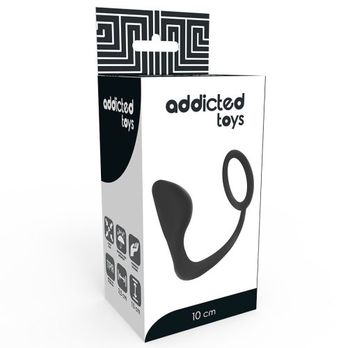 ADDICTED TOYS – anális plug fekete péniszgyűrűvel