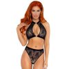 LEG AVENUE KÉTRÉSZES SZETT HALTER TOP ÉS BUGYI FEKETE M/L