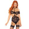 LEG AVENUE 2 RÉSZES CSIPKE BANDEAU ÉS HARISNYAKÖTŐ TEDDY S/M