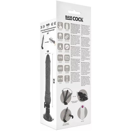 BASECOCK – valósághű vibrátor távirányítóval, 19,5 cm