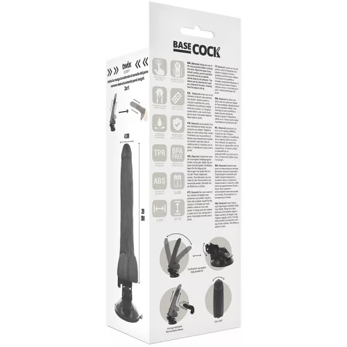 BASECOCK – valósághű fekete vibrátor távirányítóval 20 cm