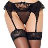 QUEEN LINGERIE – érzéki fekete harisnyatartós thong S/M