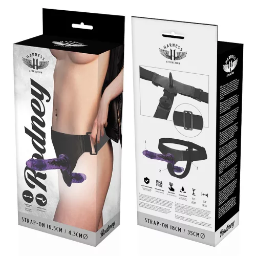 Harness Attraction Rodney – dupla penetráló vibrátor 18 cm