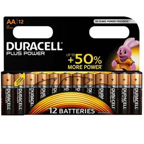 DURACELL - Plus Power AA elemek, 12 db, prémium teljesítmény