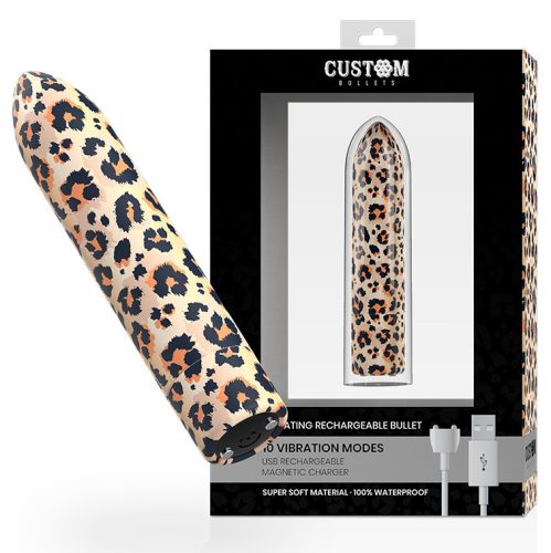 Custom Bullets - Leopard mágneses vibrátor 10 erősséggel