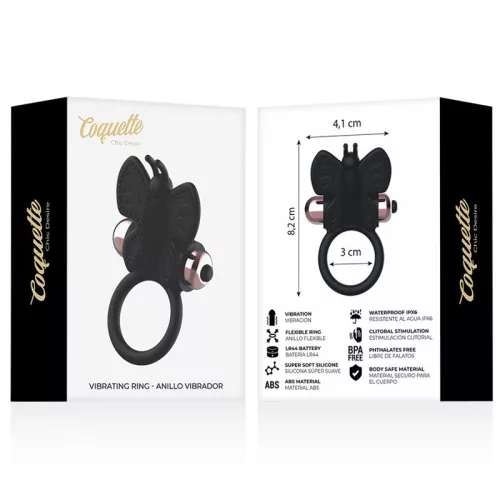 Coquette Chic Desire – vibráló pillangó péniszgyűrű fekete/arany