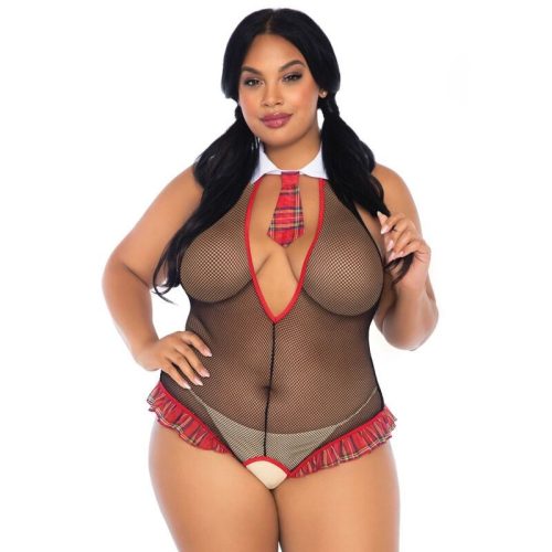 LEG AVENUE – iskoláslány stílusú, erotikus teddy (plus size)