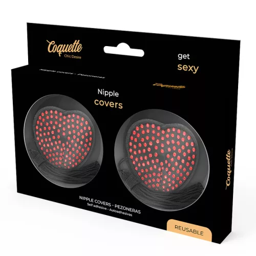 Coquette Chic Desire – szív alakú mellbimbótakaró fekete/pirított