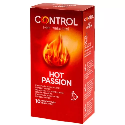 Control Hot Passion melegítő, bordázott és pontozott óvszer - 53mm, 10 db