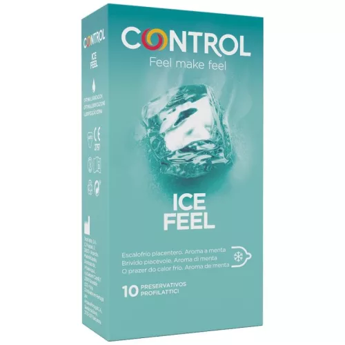 Control Ice Feel hűsítő, bordázott óvszer - 54mm, 10 db