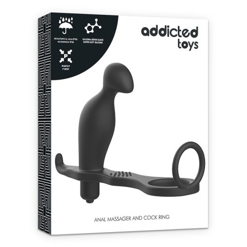 ADDICTED TOYS - 12 cm-es anális dugó fekete szilikon gyűrűvel