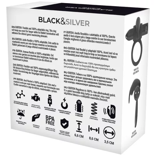 BLACK&SILVER - távirányítós péniszgyűrű, élvezetes élményhez