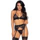 LEG AVENUE – három darabos szett: top, harisnyatartó és g-string