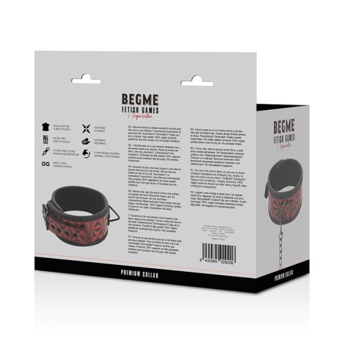 BEGME Red Edition – prémium vegán bőr nyakörv neoprén bélésű