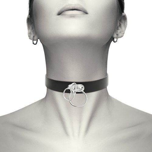 COQUETTE CHIC DESIRE – dupla gyűrűs vegán bőr choker