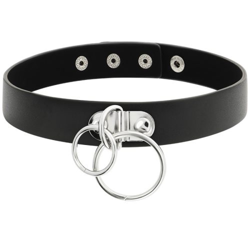 COQUETTE CHIC DESIRE – dupla gyűrűs vegán bőr choker