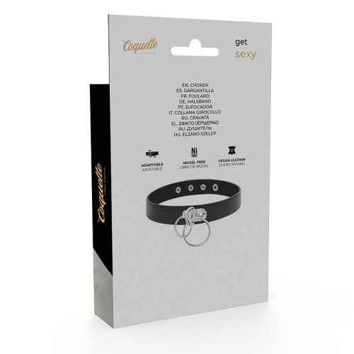 COQUETTE CHIC DESIRE – dupla gyűrűs vegán bőr choker