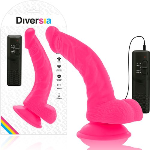 DIVERSIA - RUGALMAS VIBRÁLÓ DILDÓ 21,5 CM - RÓZSASZÍN