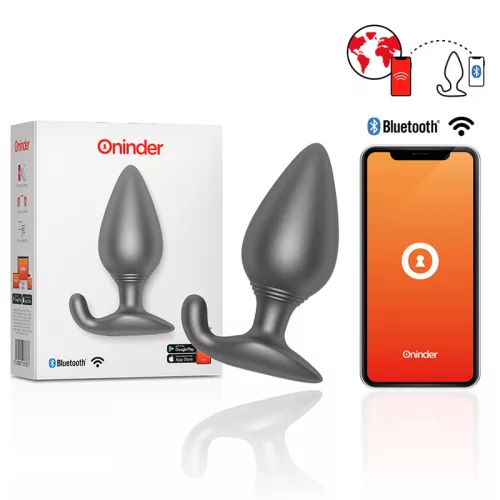 ONINDER RIO – vibráló anális plug fekete, ingyenes appal