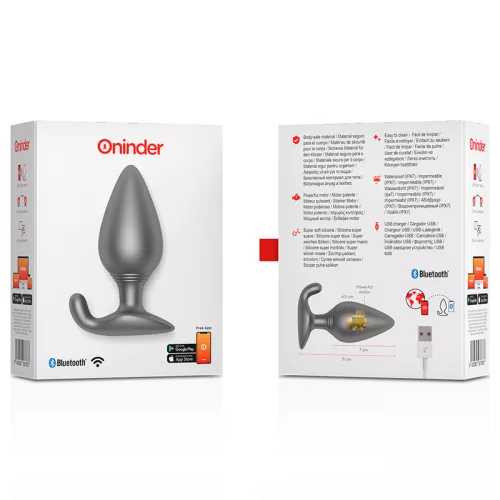 ONINDER RIO – vibráló anális plug fekete, ingyenes appal