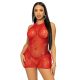 LEG AVENUE – strasszos mini ruha, piros, egy méret