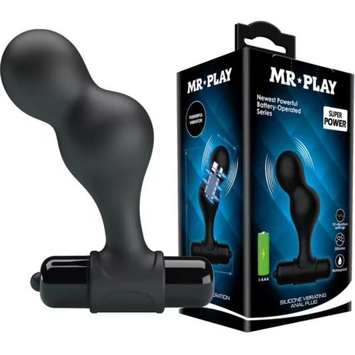 MR PLAY - fekete szilikon vibráló anális dugó
