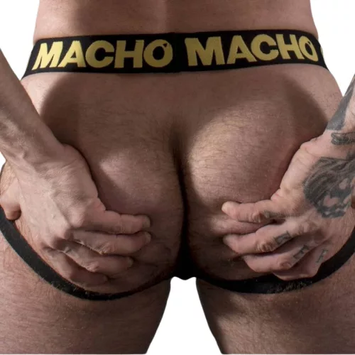 Macho MX25AC - sárga bőrszexi átkötős alsó