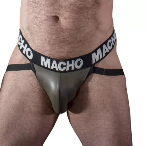 MACHO - prémium bőr jock stílusú fehérnemű szürke-beige