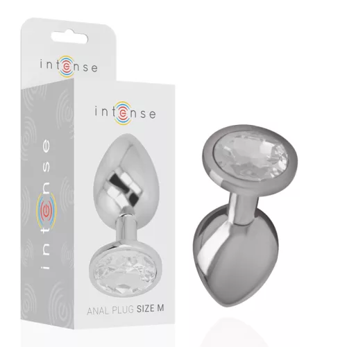 INTENSE - prémium fém anális dugó ezüst kristállyal M méret