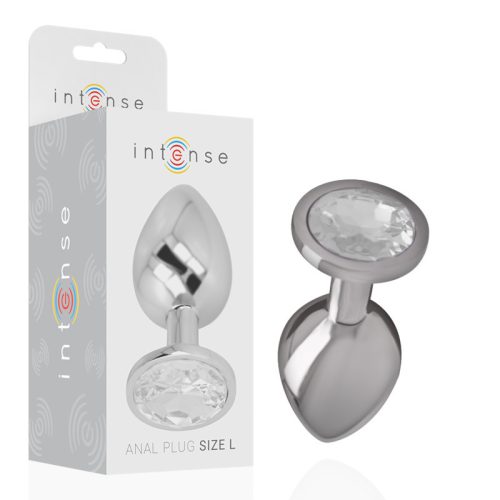 INTENSE – prémium fém anál plug ezüst kristállyal, L méret