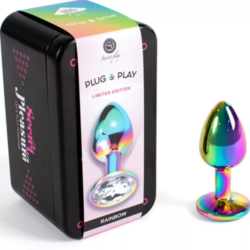 SECRETPLAY - szivárvány fém anál dugó kicsi, 7 cm