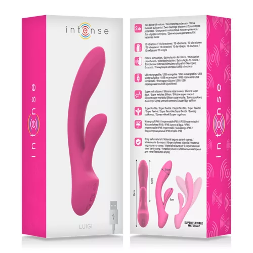 INTENSE - Luigi Rabbit Vibrátor – pink folyékony szilikon