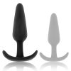 BLACK&SILVER - közepes fogantyús szilikon anális dugó