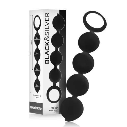 BLACK&SILVER - elegáns anális gyöngyös szett 15 cm